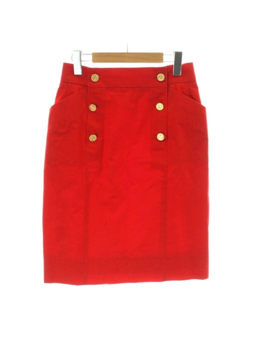 Chanel Boutique Skirt Knee-Length Cotton Fitted Red